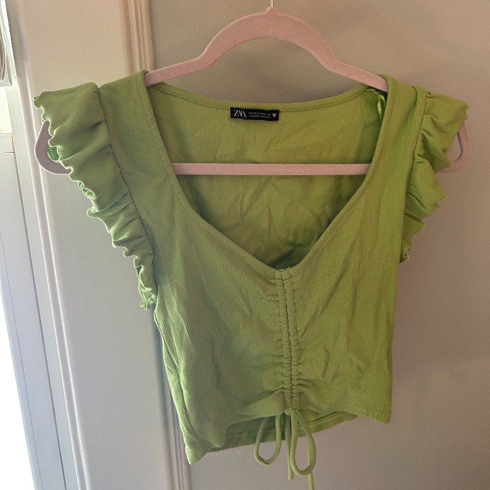 Zara Green Top Top with tie Size
